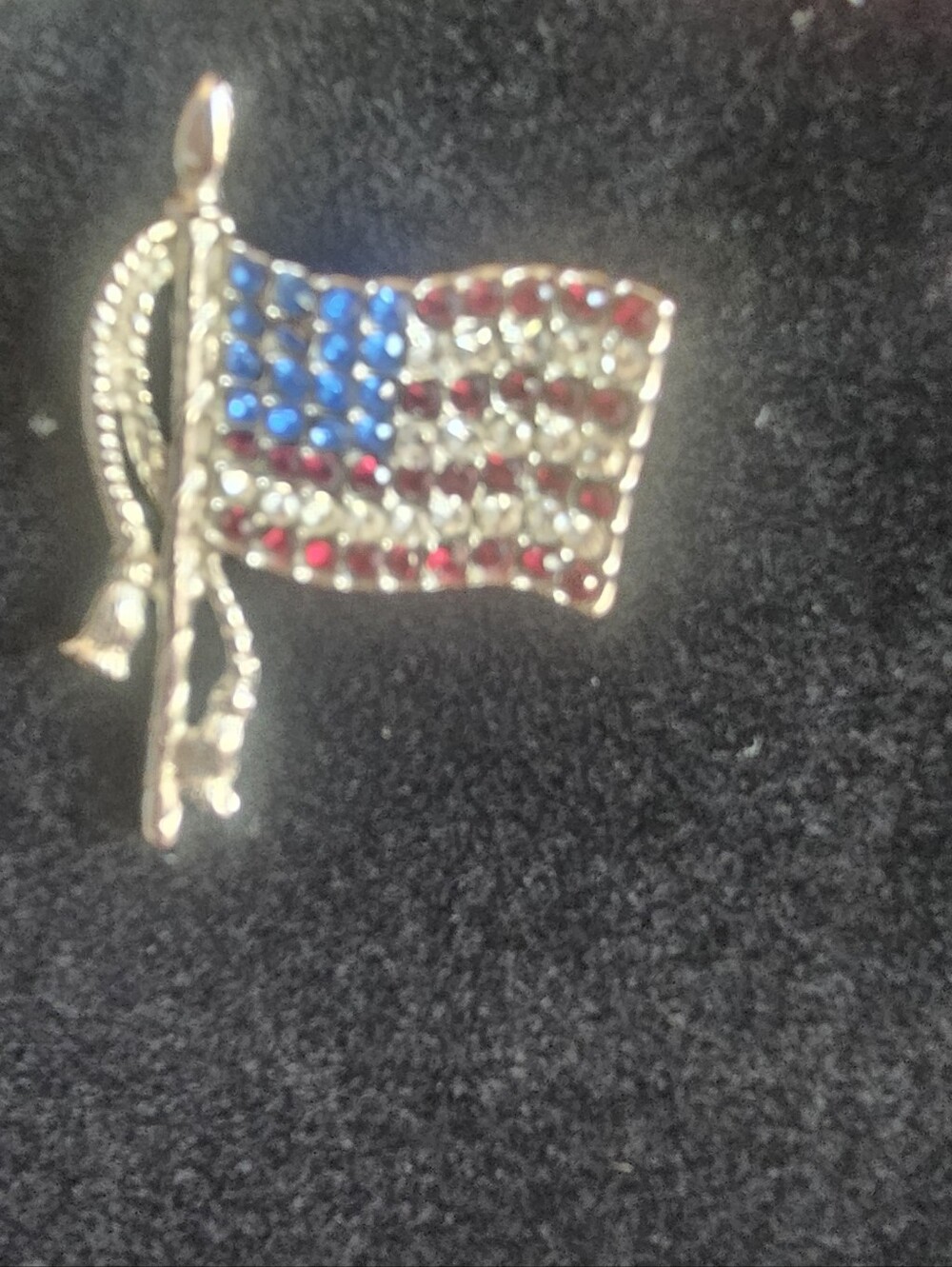 Patriotic Silver Tone Flag Brooch -Silver Tone Red, White & Blue - Picture 4 of 6